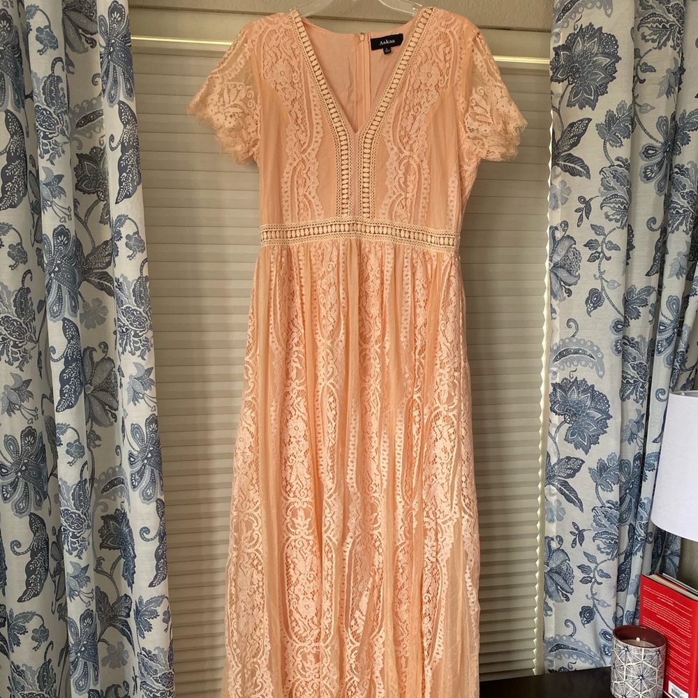 Beautiful Long Blush Lace Dress!